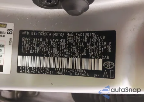 2009 Toyota Corolla Le from USA, damaged, VIN 2T1BU40E59C060732